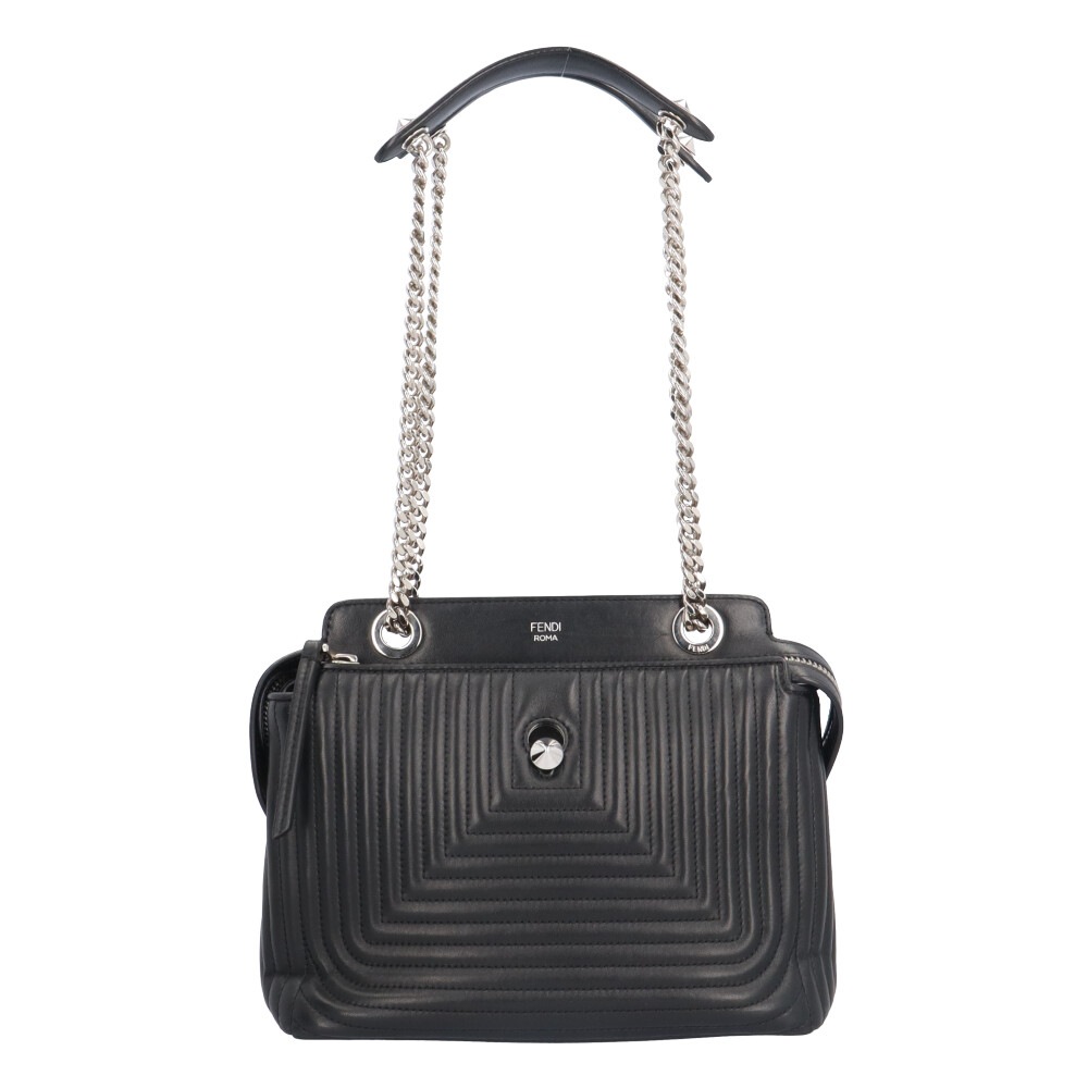 フェンディ スモールドットコムクリック ショルダーバッグ レザー 8BN299 ブラック FENDI 中古