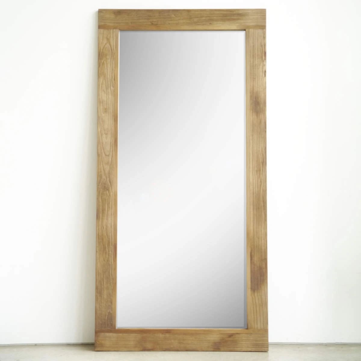 スタンドミラー 天然木 全身 木枠 90ｘ180cm 大きめ 大きい ミラー 鏡 かがみ 立てかけ 立掛け 木製 フレーム 玄関 リビング クローゼット 古材 アンティーク風 開梱設置