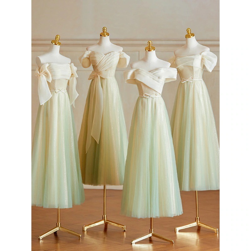 高定のドレスグリーンブライドメイドスーツ2025新しい春姉妹グループウェディングシンプルな森のドレスニッチハイエンドウェアラブル