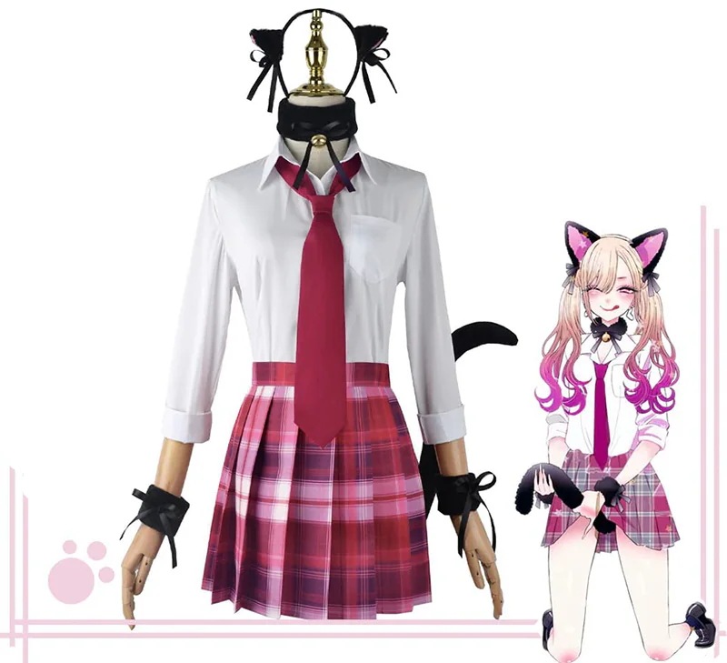 喜多川海夢 コスプレ 衣装 ねこ耳 尻尾付き 着せ恋 きたがわ まりん コスチューム イベント仮装
