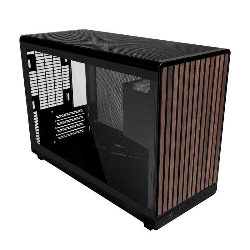 LIANLI　PCケース ［Micro ATX / Mini-ITX］ (木製フロントパネル/サイドガラスパネル) ブラック　A3-mATX-WDG Black