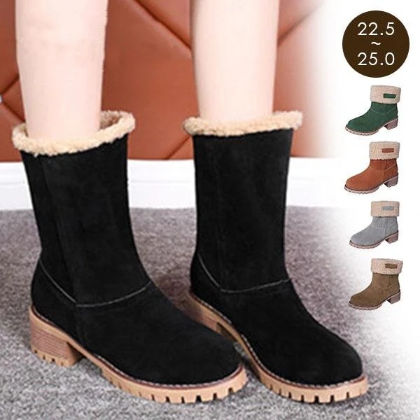 品大人気ムートンブーツレディーススノーブーツブーツファー2wayミドルブーツ太ヒールシューズ裏ボアあったか大きいサイズ防寒靴