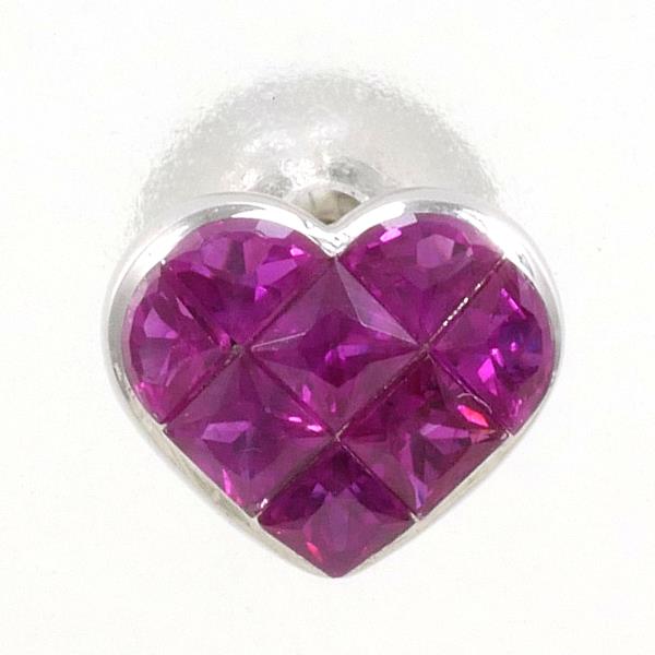 笠原真寿美 K18WG ピアス(片耳) ルビー 総重量約0.6g ジュエリー 中古