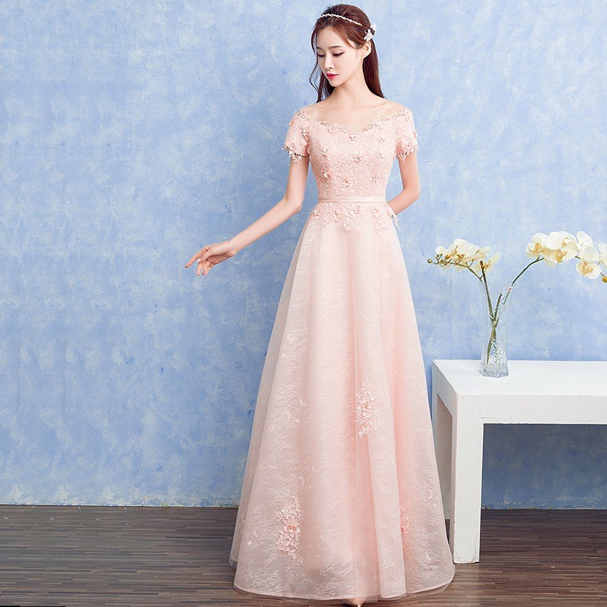 カラードレス 安い 半袖 パーティードレス 二次会 ロング 結婚式 イブニングドレス 披露宴 花嫁