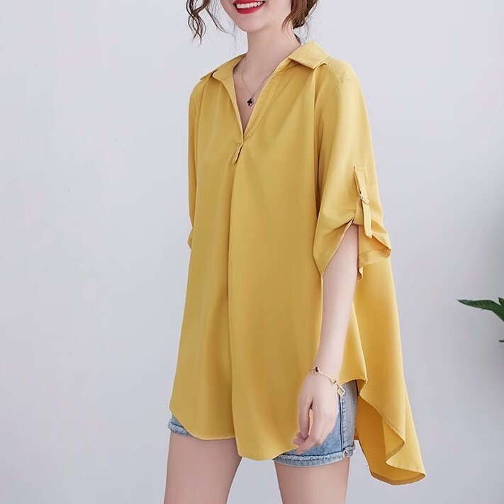 トップス シャツ ブラウス チュニック 白トップス 袖あり 五分袖 Vネック Aライン 大人可愛い シンプル カジュアル 大人 上品 おしゃれ お洒落 大人女子 こなれ感 ラフ キュート モダン