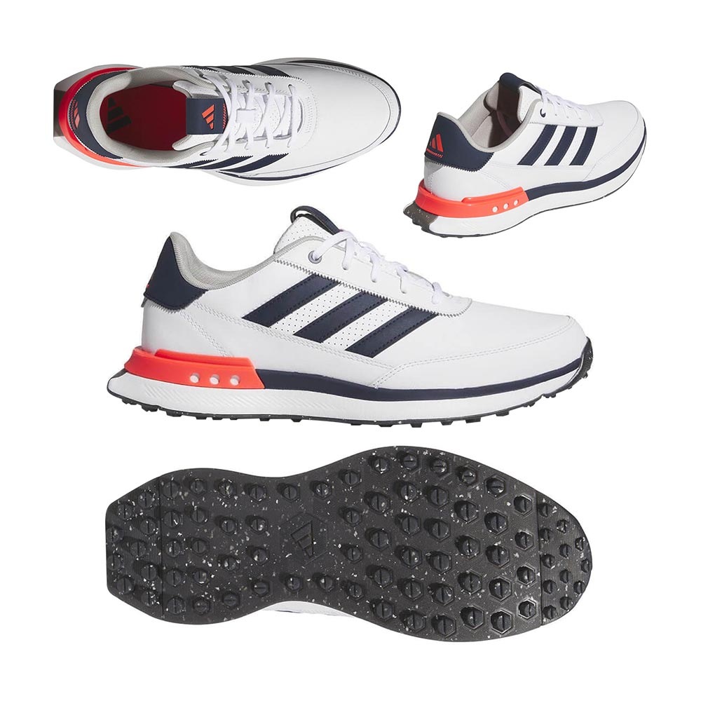 S2G SL レザー スパイクレス IH8523 ホワイト/ネイビー/レッド 2025