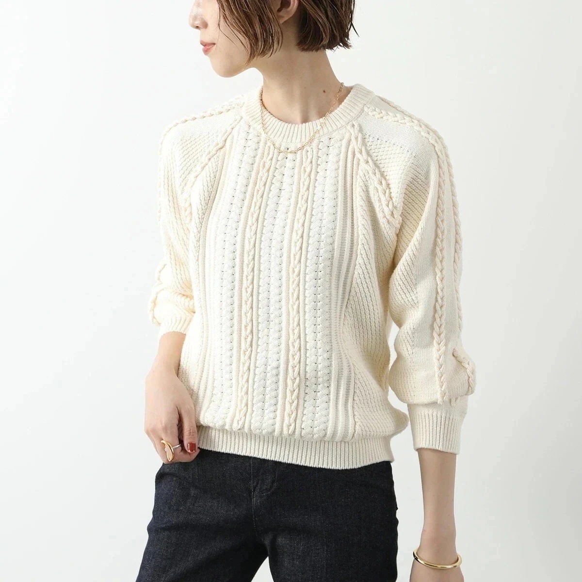 Chloe KIDS クロエ キッズ セーター C20294 レディース ガールズ クルーネック ニット 長袖 ウール混コットン 148/IVORY