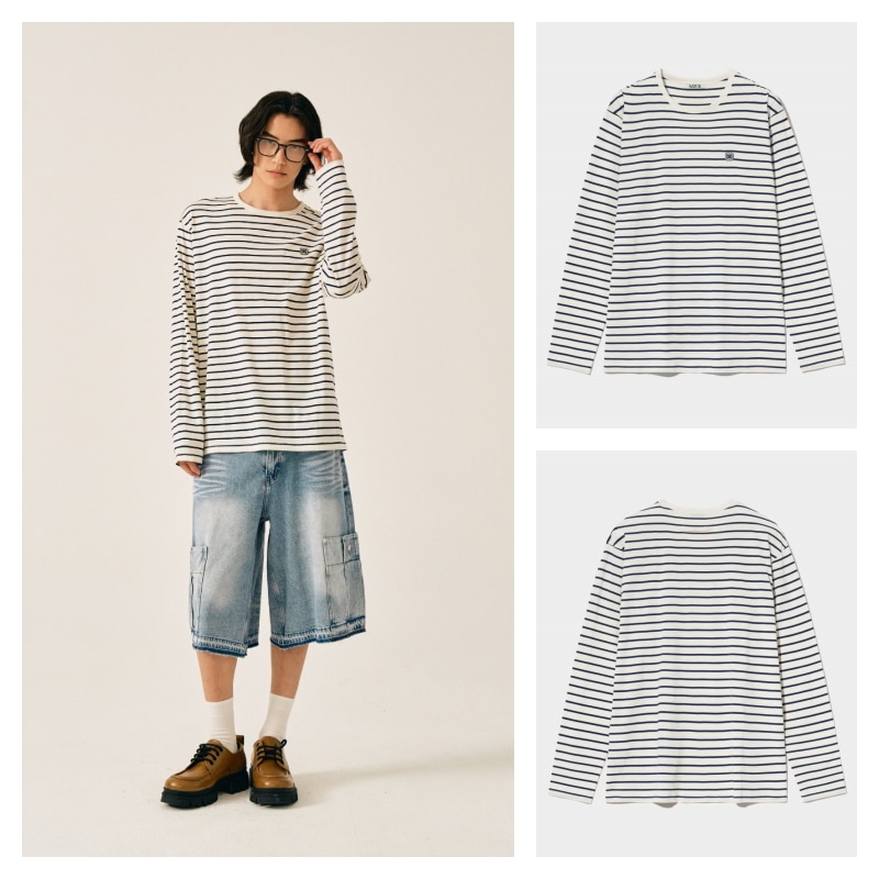 【SATUR】 ALL DAY COTTON STRIPE LONG SLEEVE : RESORT CREAM