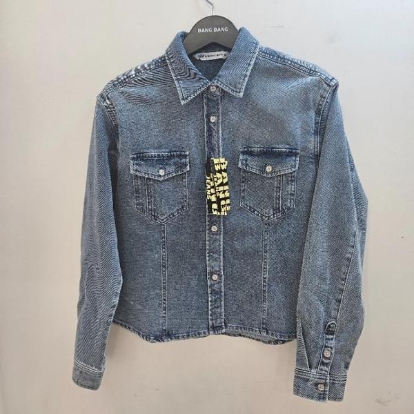 BANG BANG HC19 女性 秋 胸 ポケット ベーシック スパン デニムシャツ NSLD61 (S40835328)