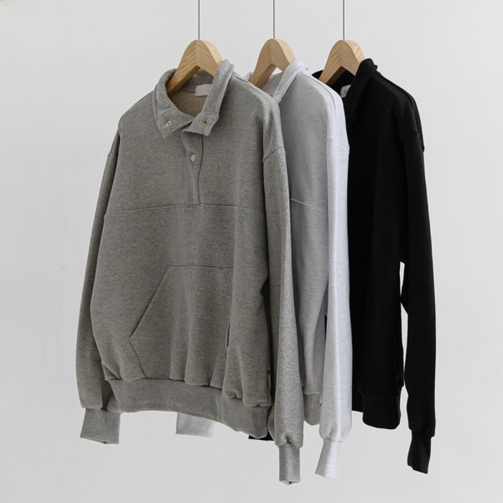 [Elysia] Hetz ハーフオープンポケットスウェットシャツ