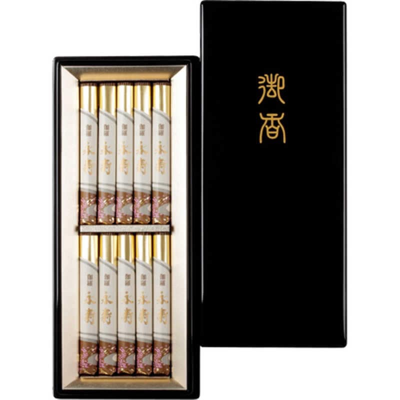 日本香堂　伽羅永寿塗箱短10入