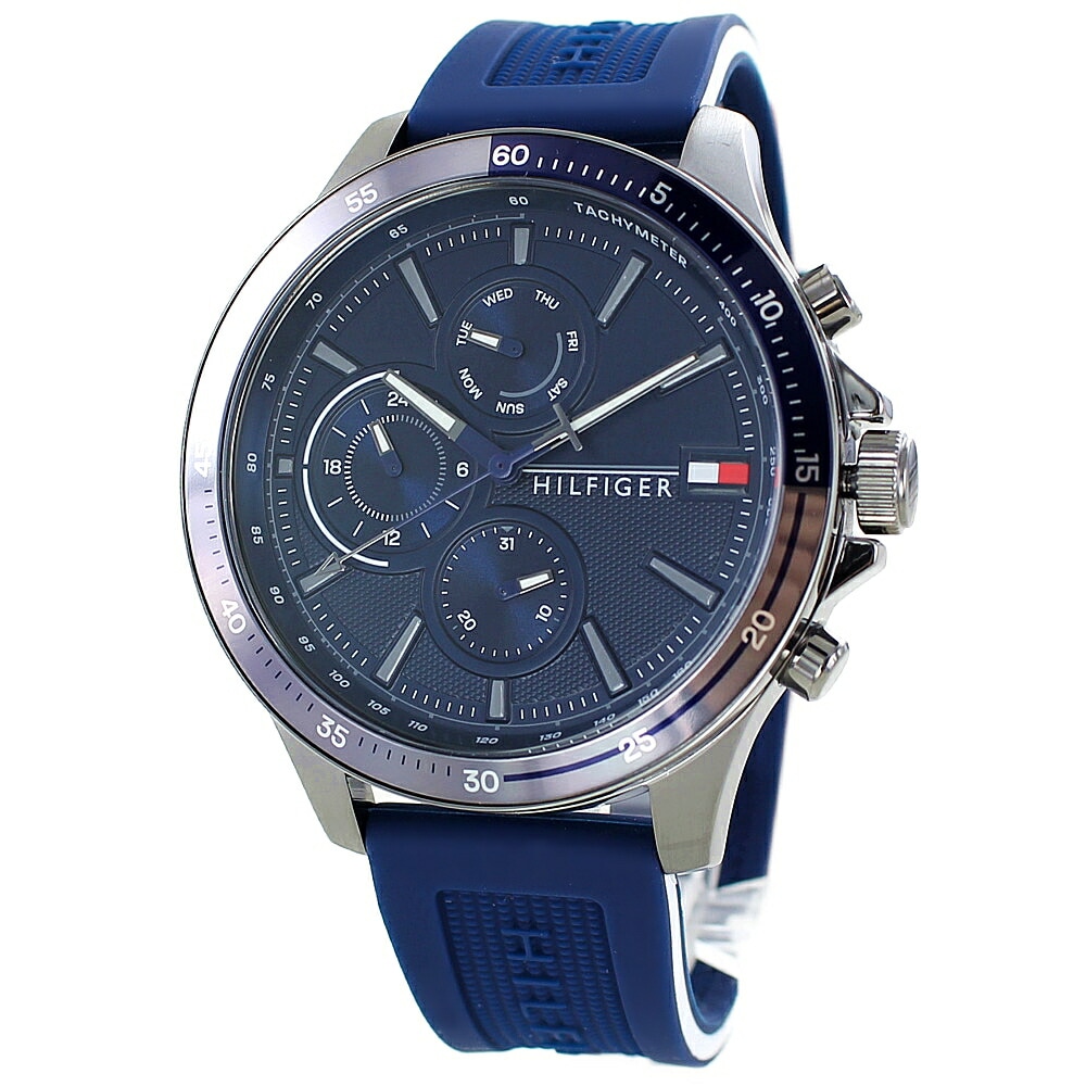トミーヒルフィガー かっこいい メンズ 腕時計 手表 おしゃれ アナログ 日付 曜日 カレンダー 男性 誕生日プレゼント 結婚記念日 夫 プレゼント 旦那 彼氏 父親 ブランド 時計 ブルー ラバーベ