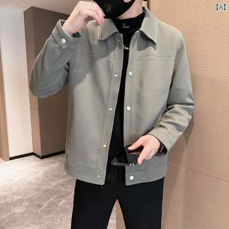 アウター メンズ カジュアル おしゃれ トップス ステッチ ウール ジャケット 春秋 トレンディ カジュアル ジャケット 秋 ウール ジャケット トレンディ