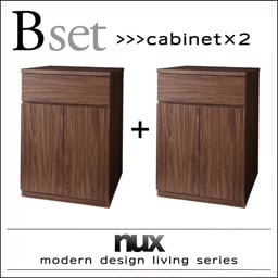 シンプルモダンリビングシリーズ[nux]ヌクス Bセット[キャビネットx2個] ウォルナットブラウン