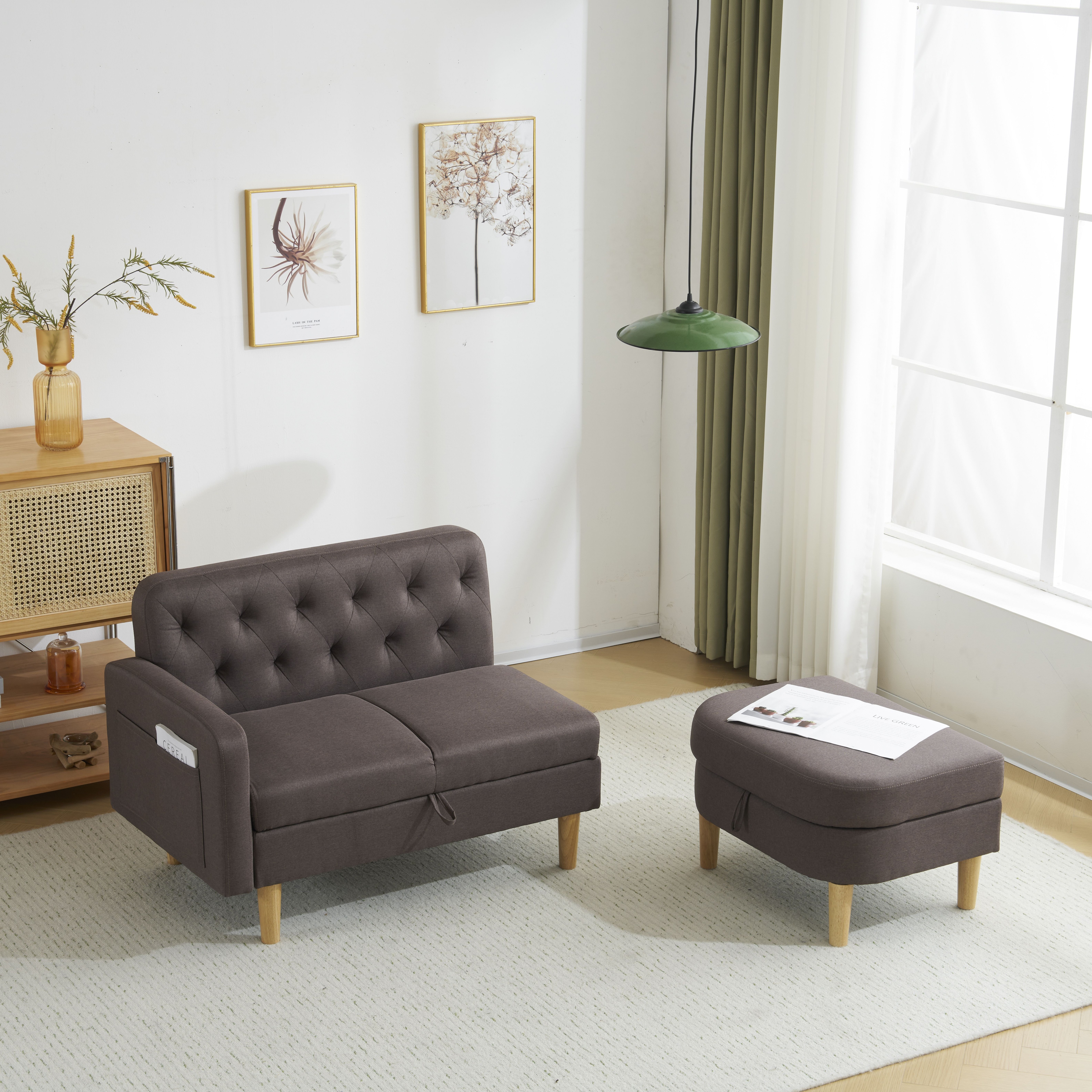 ソファ 2-3人掛け カウチソファ 収納機能 左右に使える片肘 オットマン レイアウト ローソファ コーナーソファー l字ソファー