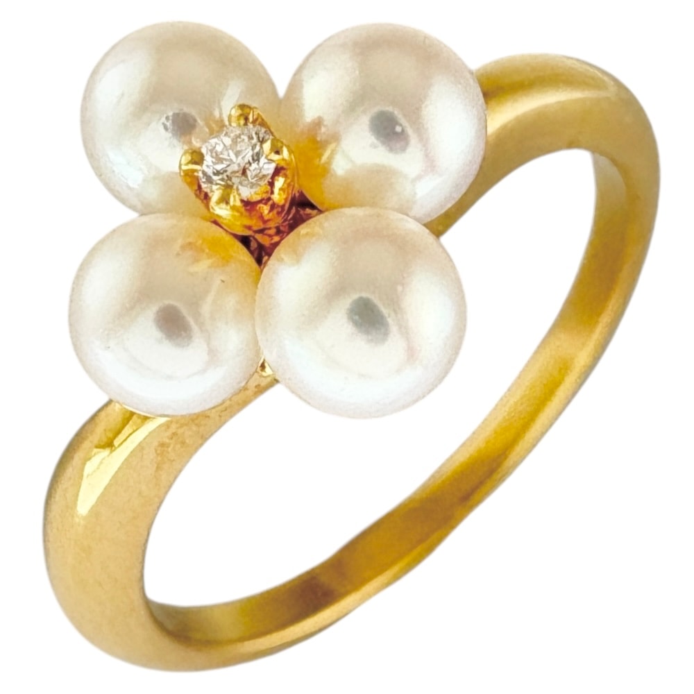 ミキモト リング 指輪 11号 18金 K18イエローゴールド パール MIKIMOTO 中古 美品