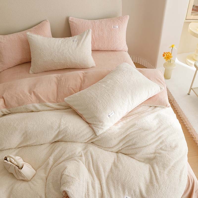 冬用厚みのあるコーラルベルベット4点セットミルクベルベット布団カバー無地テディベルベットベッド3点セットプラスベルベットシーツ