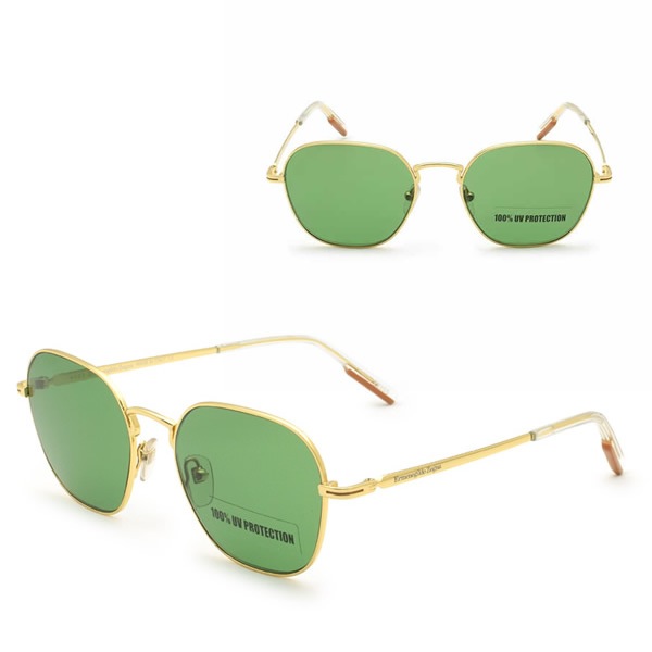 サングラス EZ0174/S 30N 53 Ermenegildo Zegna サングラス ノーズパッド UVカット ゴールド ライトグリーン