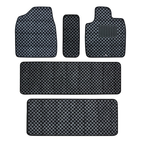 Tomboy ミニバン用マット5点セット チェック ブラック/グレー 【 フロアーマット 車内用品 】