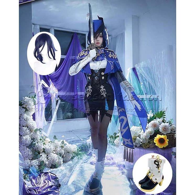 コスチューム原神 げんしん 風 クロリンデ Clorinde コスプレ衣装 ウィッグ 靴 コスチューム cosplay イベント 演出服 アニメ変装 仮装