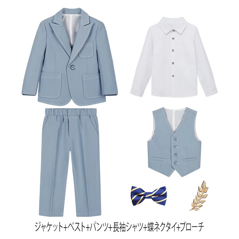 結婚式 入学式 点セットスーツ ブローチ付き入学スーツ点セット お呼ばれ 発表会 パーティー 卒園式 冠婚葬祭 キッズフォーマル 七五三 小学校 フォーマル 男の子 子供フォーマル スーツ
