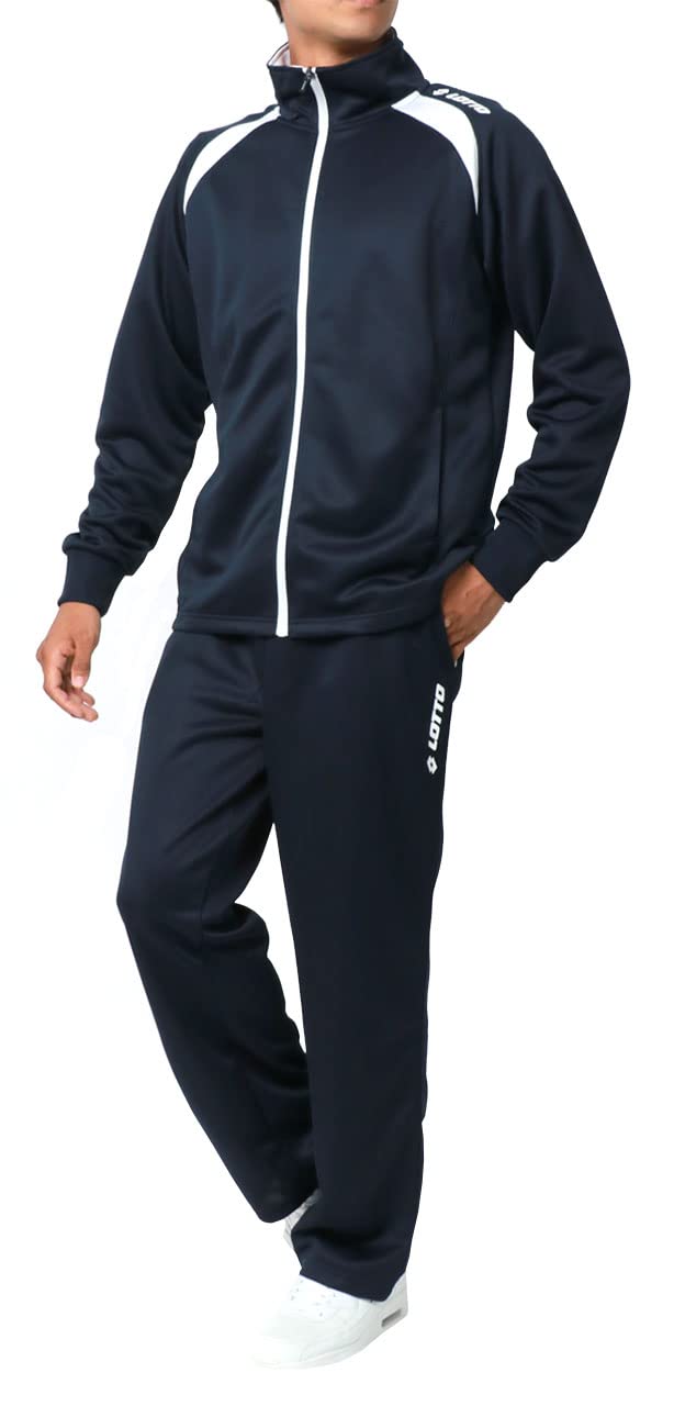 [ロット] ジャージ メンズ 上下セット トレーニングウェア 大きいサイズ 吸汗速乾 別注 セットアップ M L LL 3L 4L 5L 6L スポーツ ルームウェア 別注 部屋着 ネイビー 4L