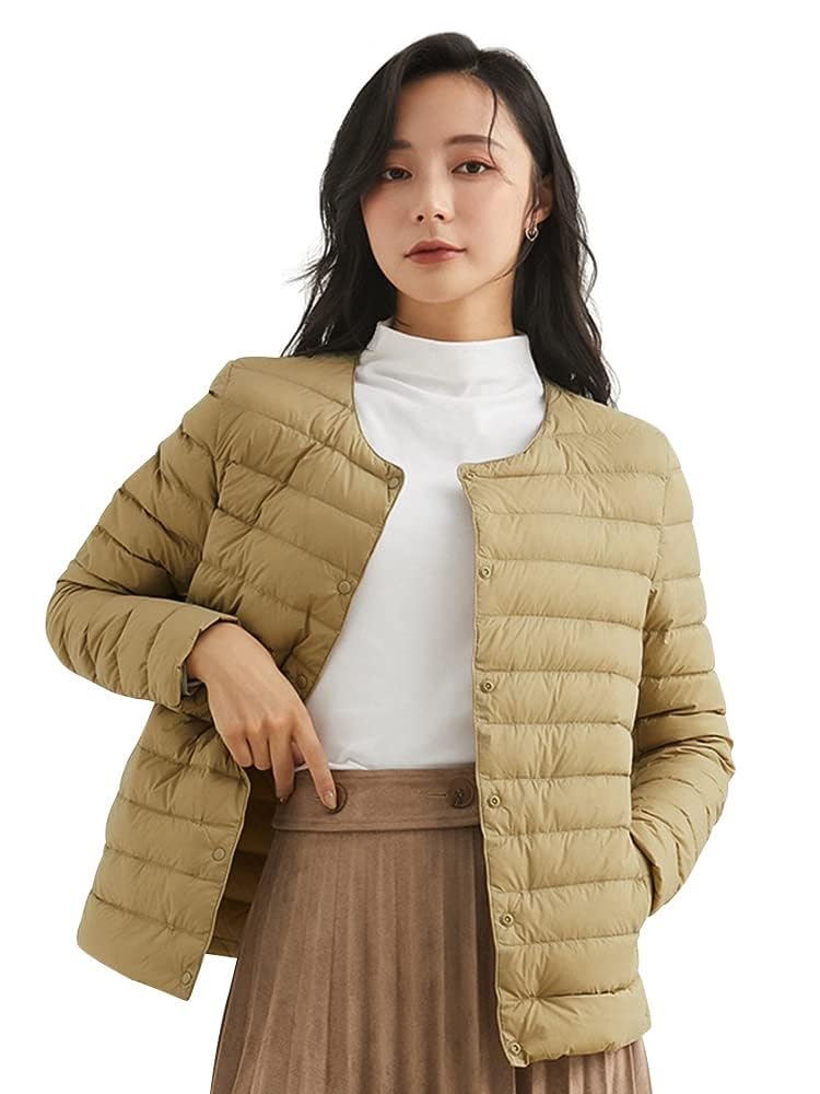 ダウンジャケット レディース ウルトラライト インナージャケット 暖かい 軽量 防寒 クルーとVネックの切り替えが可能 MD105