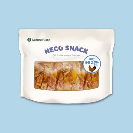 【韓国公式】ナチュラルコア 天然おやつ ネコスナック チキン コロコロ 1kg 1個 大容量