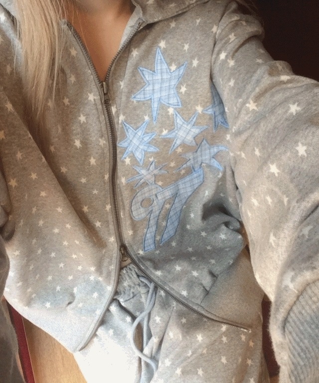 (Set) Star Check Patch Hood Zip-Up [2color]