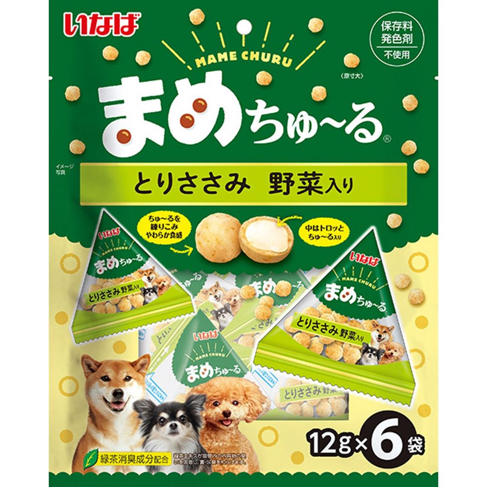 （まとめ買い）いなば まめちゅ～る とりささみ 野菜入り 12gx6袋 犬用おやつ [x8]