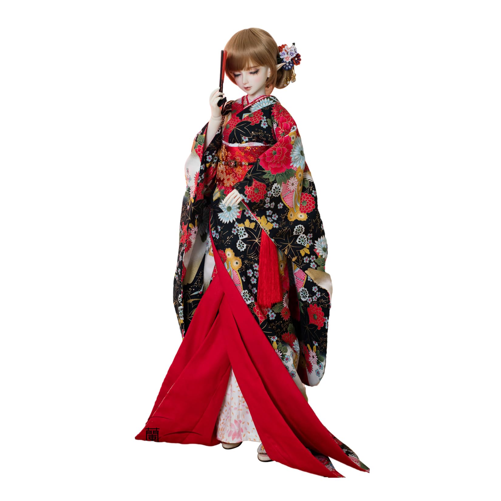 蘭亭集夢 1/3 1/4 1/6 スケール BJD 球体関節人形 服 花魁 花柄花嫁 流芳女の子 着物晴れ着 9点セット 振袖着物 和柄可愛いドール人形 服着せ替え服 仮装服セット (1/3スケール)