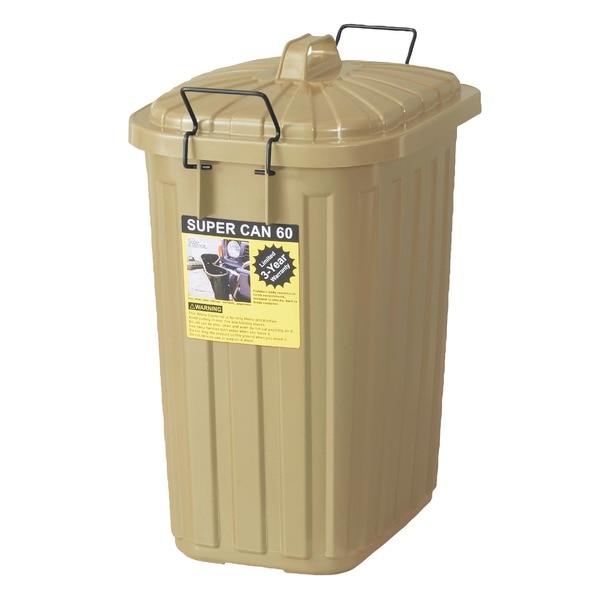ゴミ箱/ダストボックス 60L ベージュ 幅36cm 日本製 フタ付き ポリエチレン スチール スーパーカン キッチン 台所