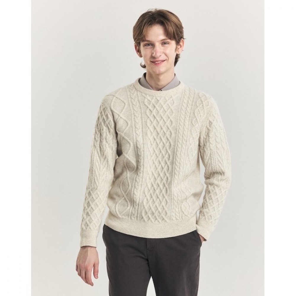 (ヘッジズ) 24FW クリームアランウールクルーネックセーター HZSW4D406CR