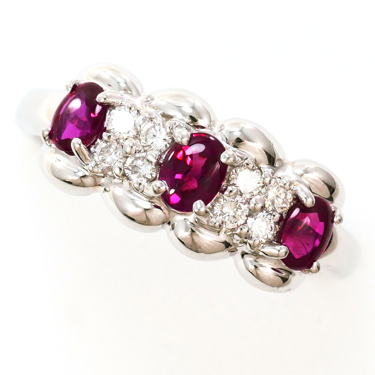 PT900 プラチナ リング・指輪 ピジョンブラッド 12号 ルビー 0.72ct ダイヤモンド 0.16ct 鑑別書 総重量約7.4g 中古