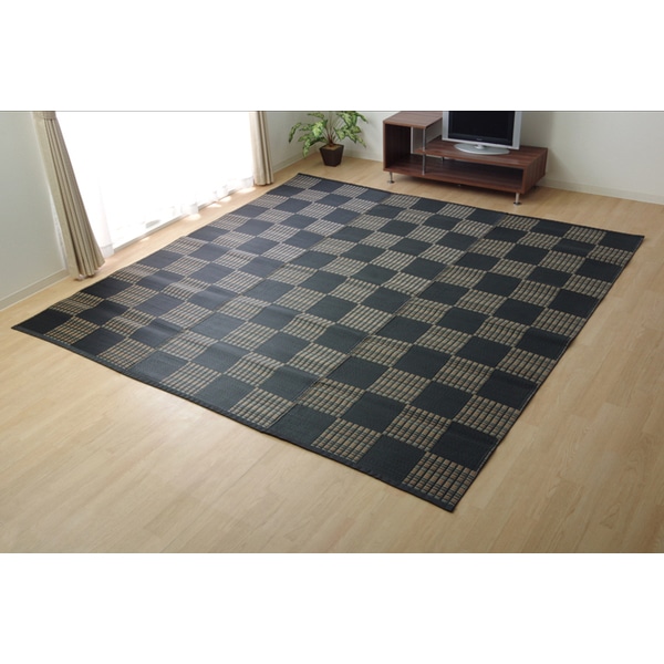 2116904 洗える PPカーペット ウィード ブラック 江戸間4.5畳 約261261cm【沖縄北海道離島配送不可】 メーカー直送