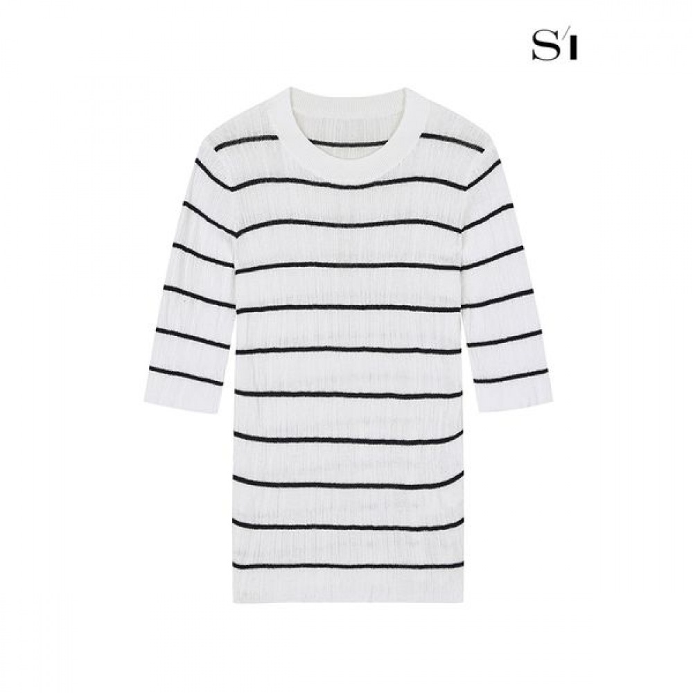 [C] ストライプ5パートプルオーバーホワイトプリント SGUCE2941