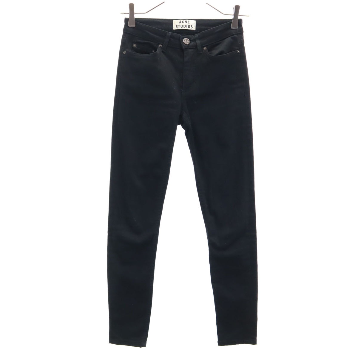 スキニーパンツ W24 黒 ストレッチ レディース 古着