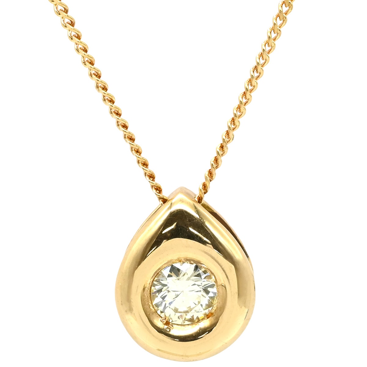 ネックレス ダイヤモンド 0.22ct ペンダント イエローゴールド 750 18K 1P 1粒 1石 ブリリアントカット デザインネックレス 【中古】