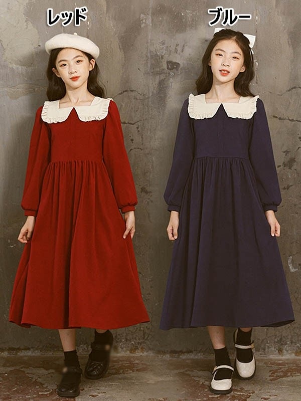 女の子ファッションワンピースドレスチュニック ワンピース 長袖 子どもワンピース 子供ワンピース オシャレ 卒園式 パーティー ジュニア 結婚式 キッズ 女の子 子ども 入学式 ピアノ発表会 卒業