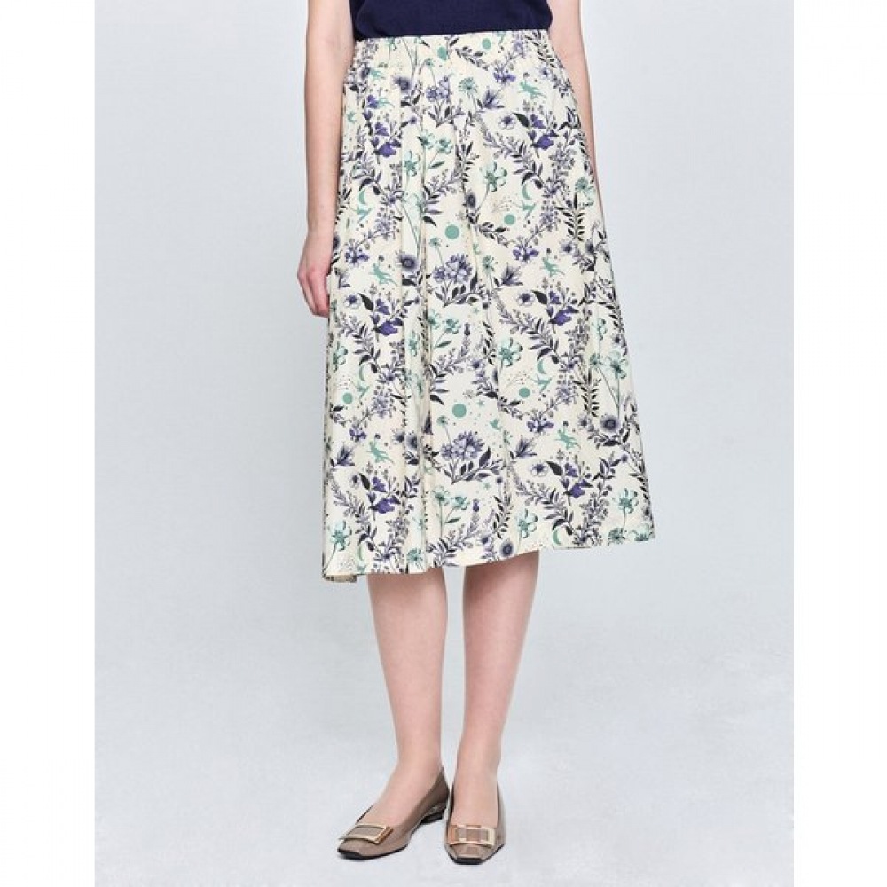 [25SS] フレアフラワープリントスカートアイボリー HSSK5B305I1