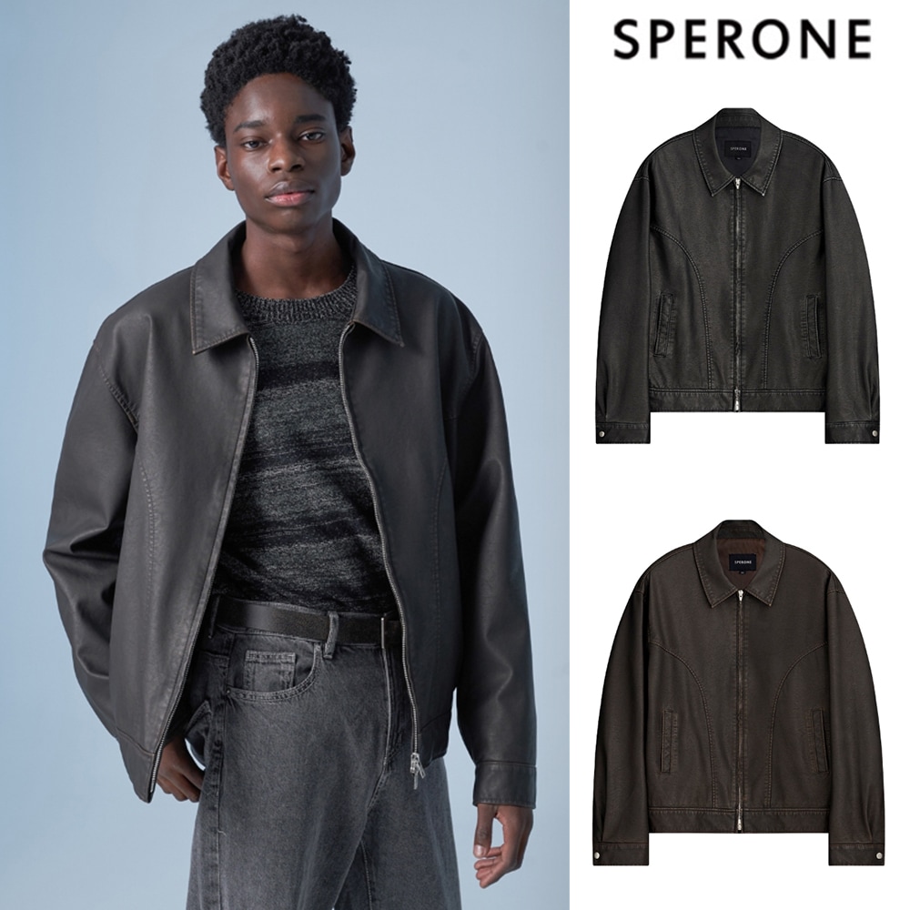 [SPERONE] Overfit curved blouson jacket