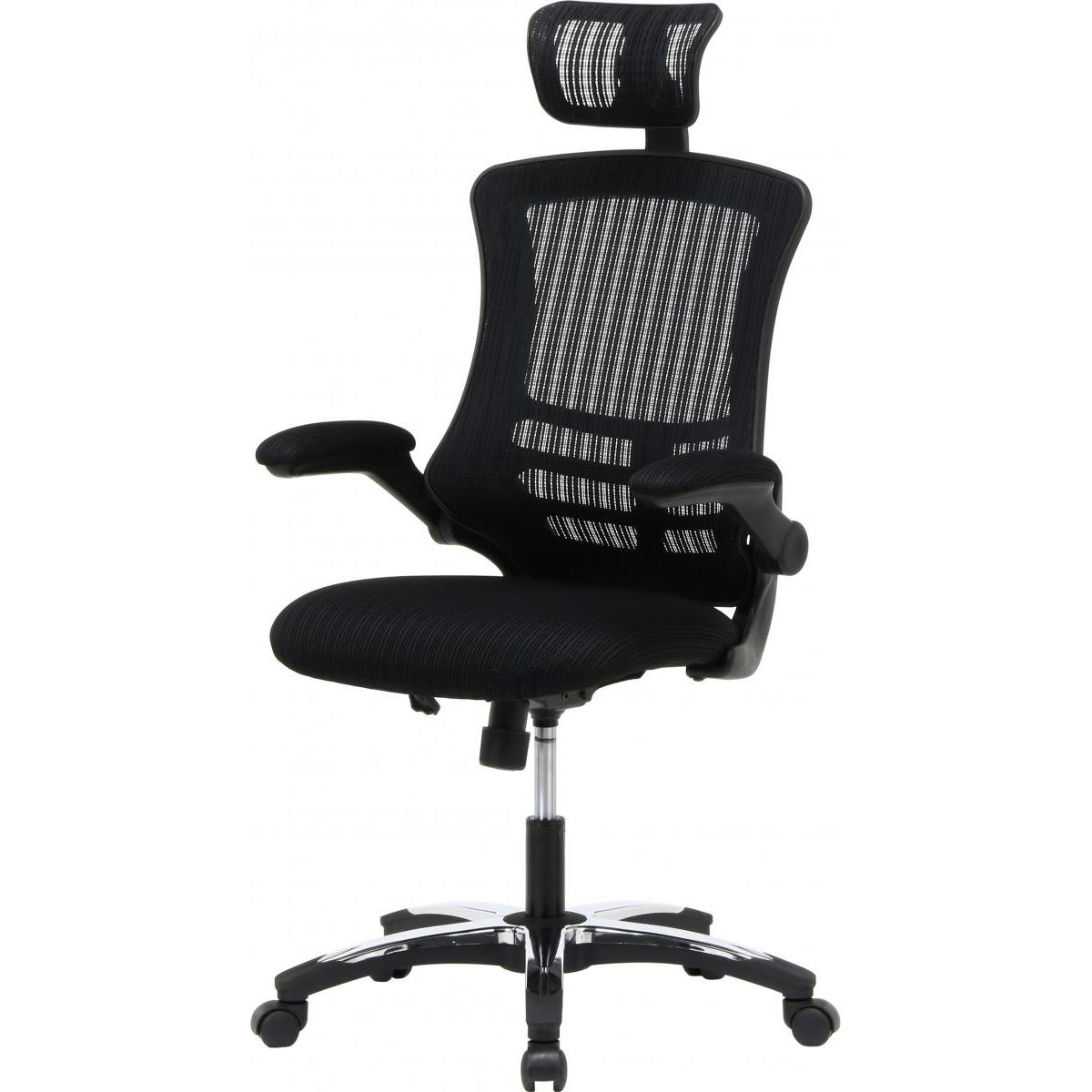 【I】不二貿易 アームアップチェアー マスターIII ブラック ZP-805　ひじ掛け付 メッシュ ハイバック【北海道沖縄離島不可】【代引き不可】