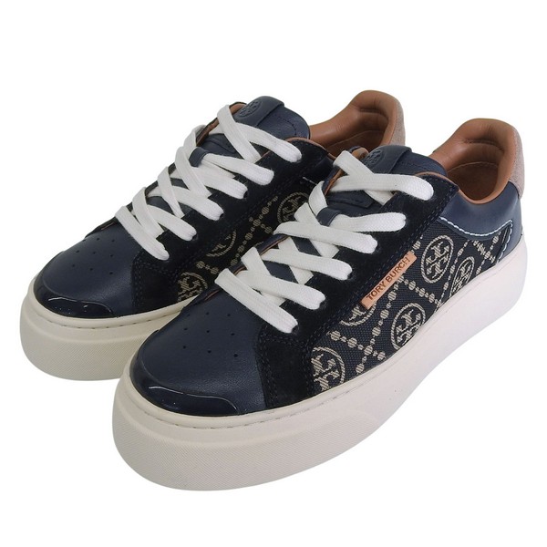 トリーバーチ 靴 レディース スニーカー アウトレット 22.5cm ジャガード×レザー ネイビーマルチ T MONOGRAM LADYBUG SNEAKERS 141750-416225 TORY