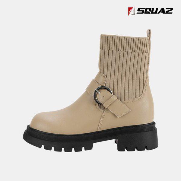 女性用アンクルバンディングミドルブーツ 天然牛革ブーツ SSTM002