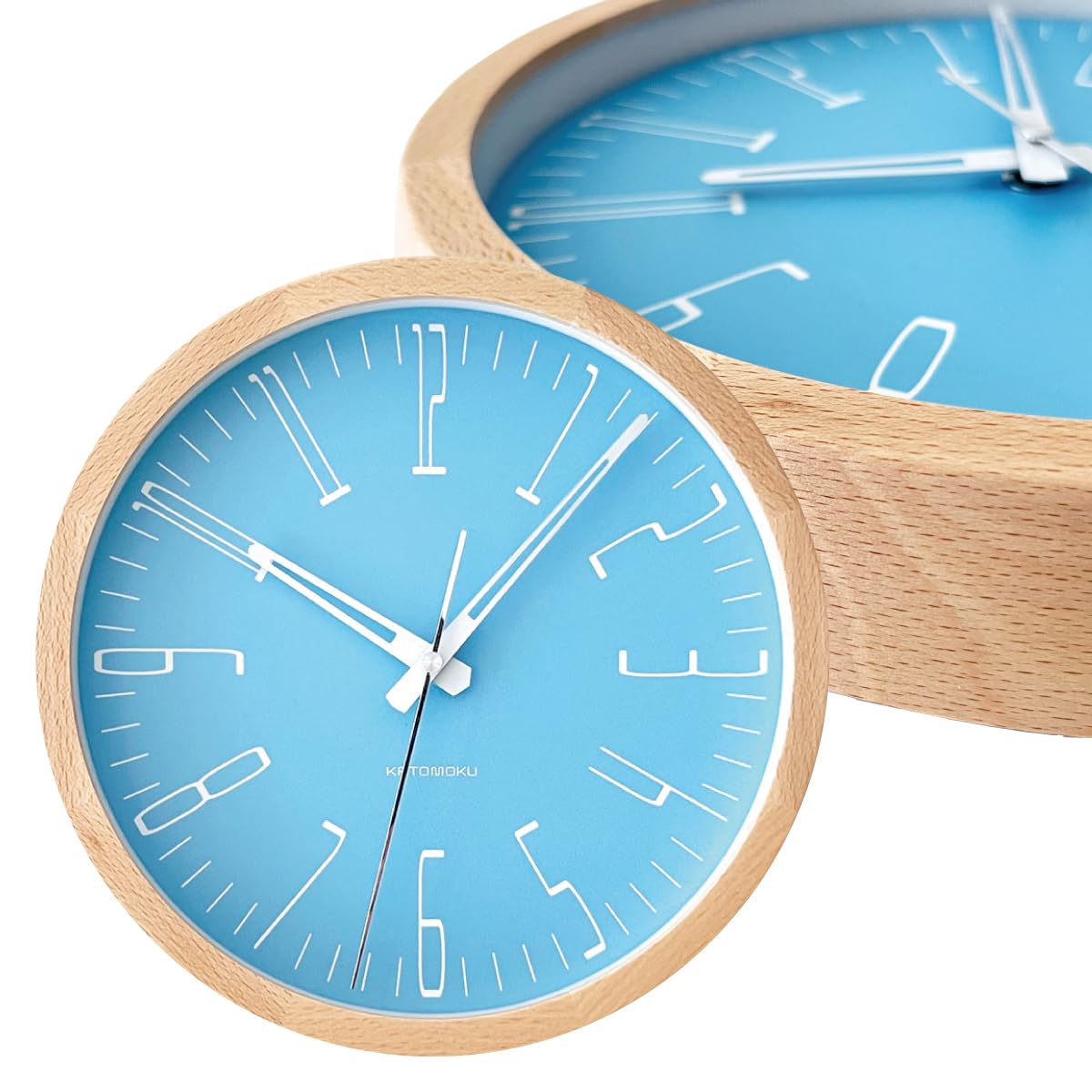 KATOMOKU muku clock 21 ライトブルー 掛け時計 連続秒針 km-141LBRCS Φ278mm (SKP電波時計)