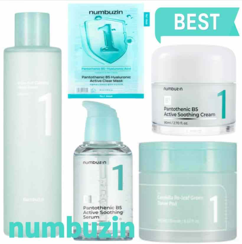 [ 1番 5種セット] 1番 パントテン酸トラブルケア 5種セット パッド 70枚 + トナー 300ml + セラム 50ml + クリーム 80ml + ヒアルロニックパントテン酸 マスク, 5枚