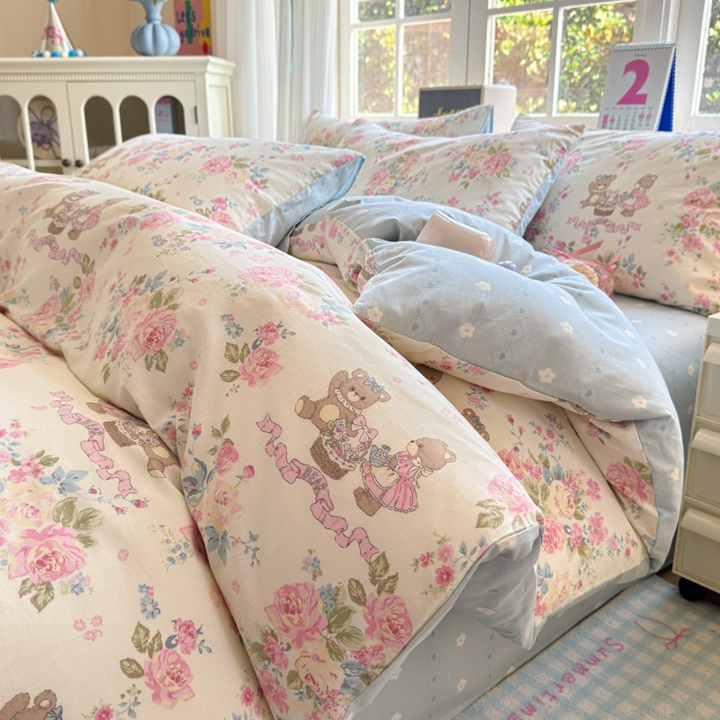 2025春全綿4枚セット可愛い純綿シーツ布団カバー南通寝具3枚セット布団カバー