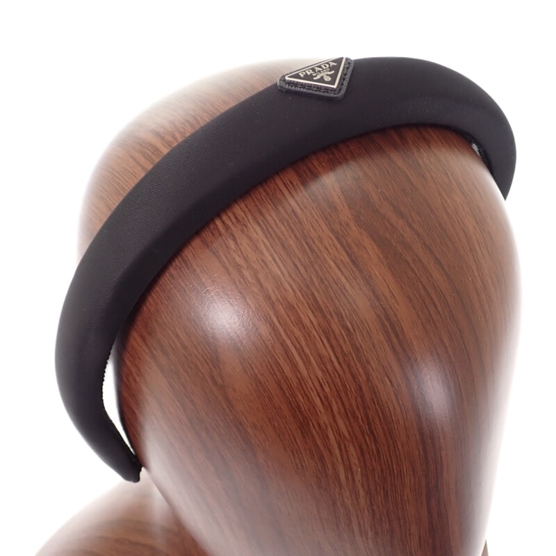 ヘッドバンド 1IH080 カチューシャ ヘアアクセサリー ナイロン ブラック 黒 シルバー金具 レディース【Aランク】