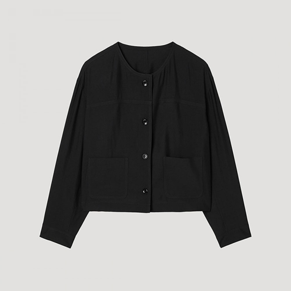 [シューズミス] ラウンドネックポケットジャケット_SWWJKP21140_BK