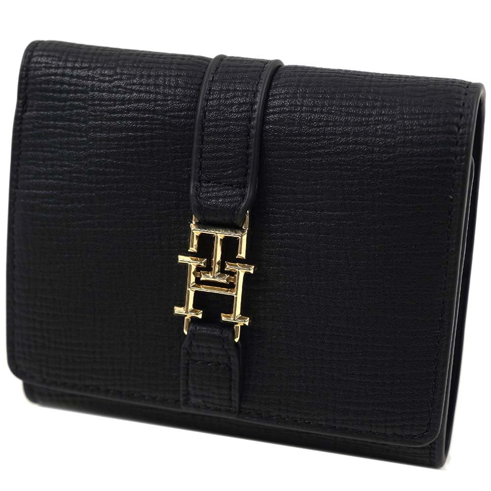 トミーヒルフィガー 財布 三つ折り財布 小銭入れ付 レディース ブラック TOMMY HILFIGER AW0AW14631BDS